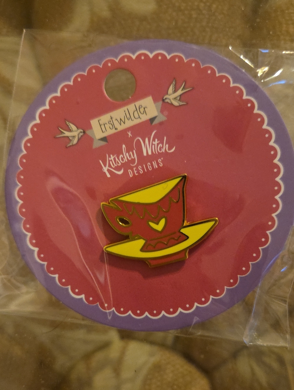 Erstwilder x Kitschy Witch Yellow Tea Cup Enamel Brooch